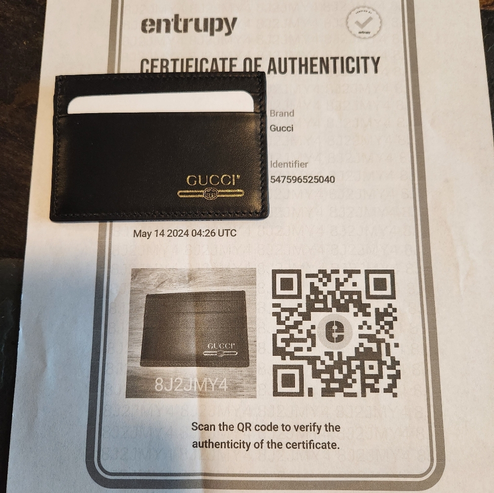 Gucci Vintage Logo Card Holder Wallet - Black Leather Brand New With Certificate